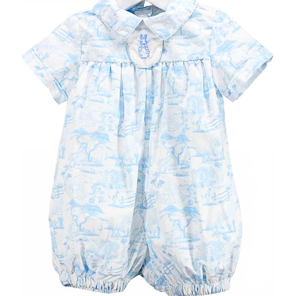 NEW CHARMING LITTLE ONE boy's peter rabbit toile romper in blue